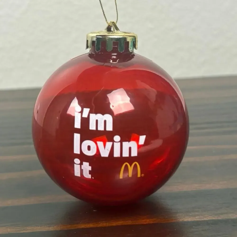 2010s Mcdonald’s Plastic Red “I’m Lovin’ it” Slogan Bulb Christmas Ornament